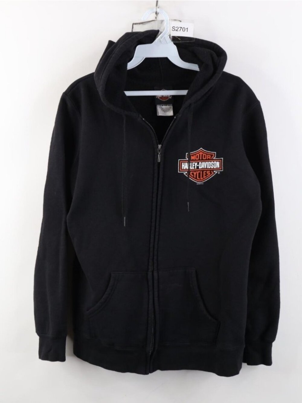 Vintage Y2K Harley Davidson Womens Medium Faded Spell Out Thick Full Zip Hoodie